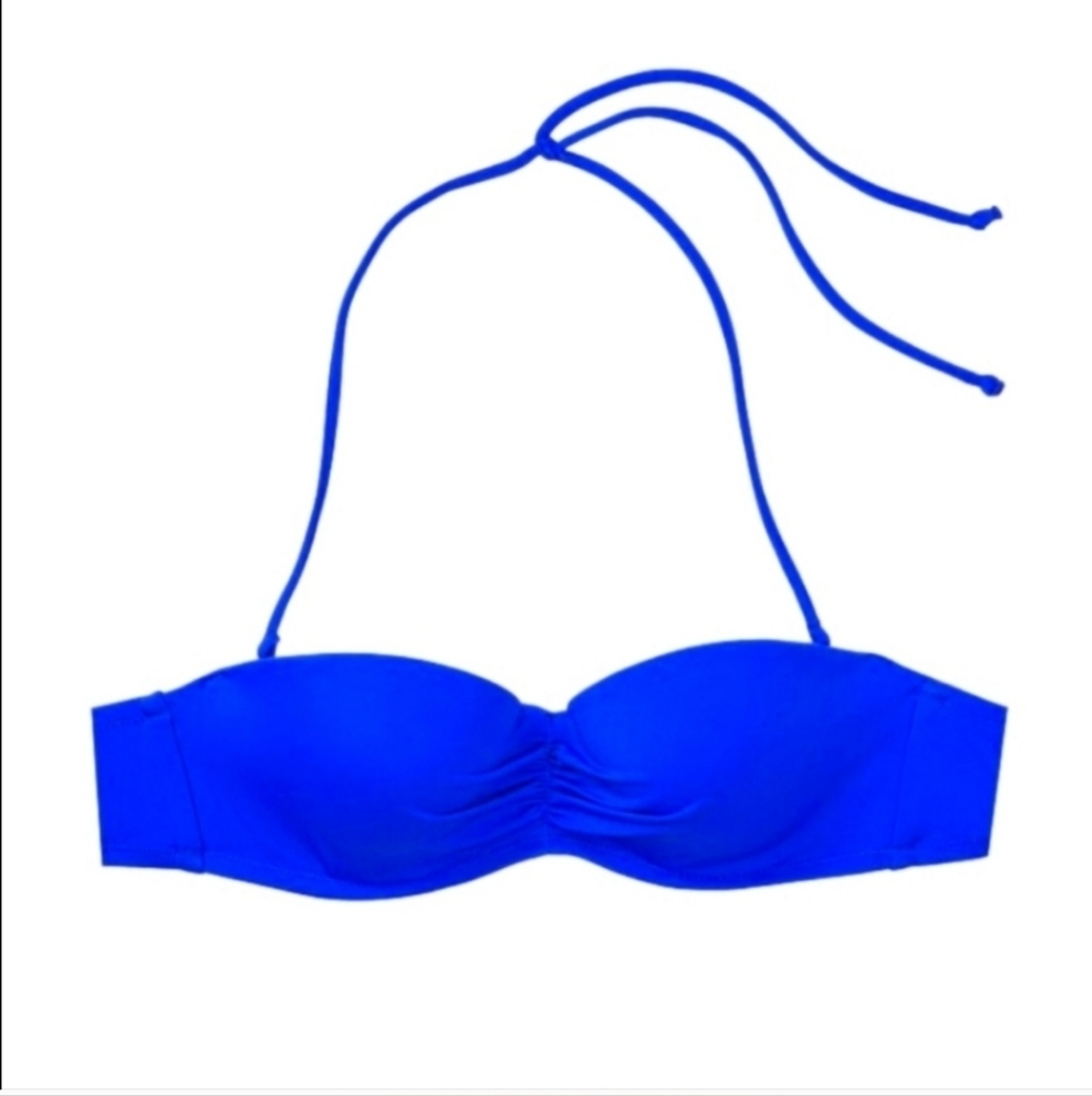 VICTORIAS SECRET sapphire blue Malta bandeau removable string bikini top